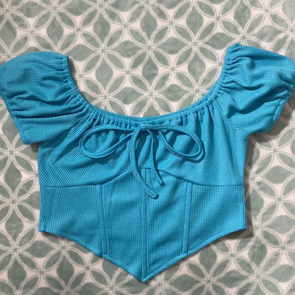 SHEIN blue cropped corset top